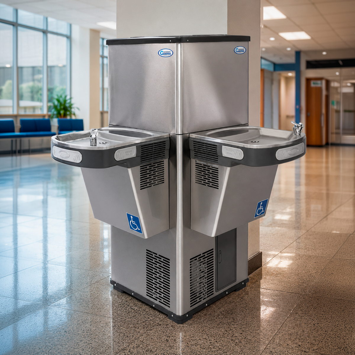 Bebedouro Acessível Cânovas LIFE 300 • INOX • 2 Torneiras Jato
