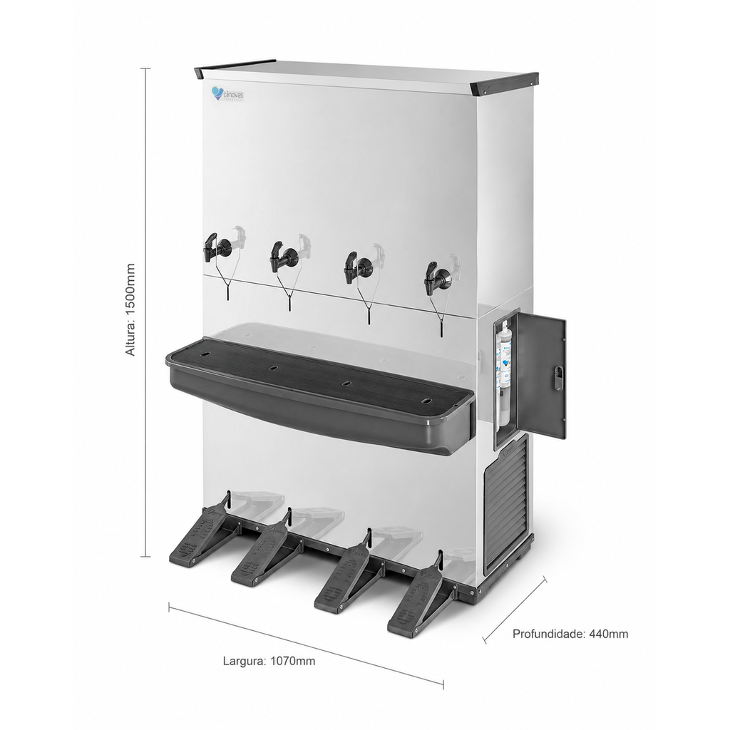 Bebedouro Industrial Cânovas RESIST 200 • INOX • Acionamento por Pedal